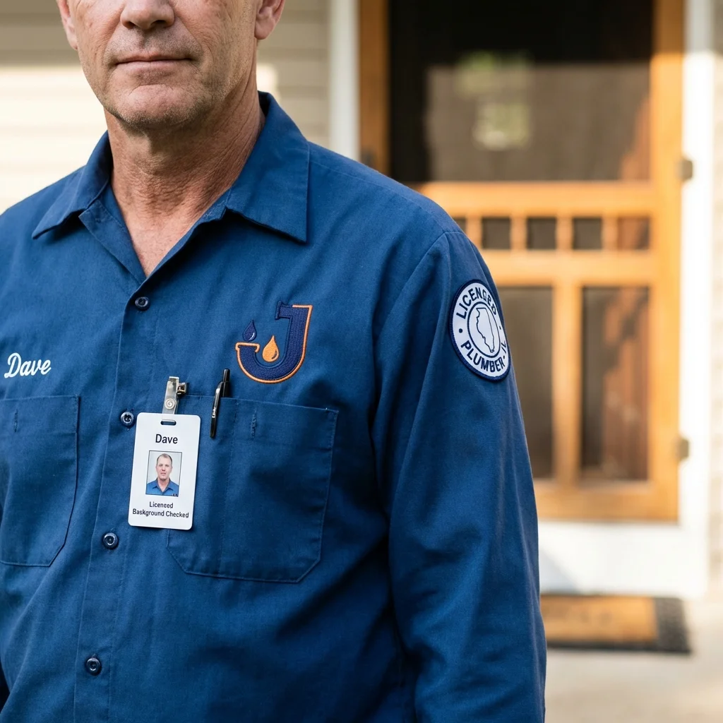 Licensed plumber showing ID badge in Somerdale, NJ