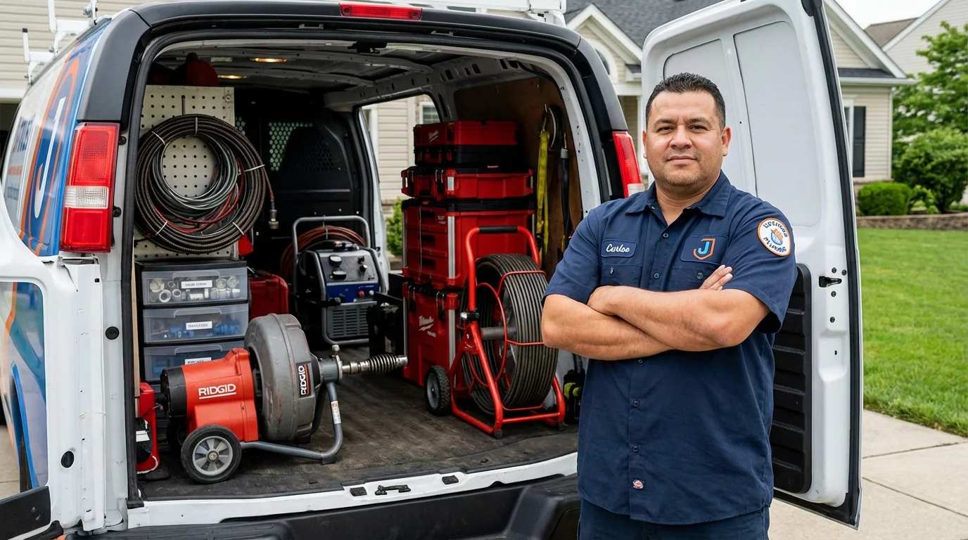 Professional drain cleaning equipment and Johns Plumbing LLC plumber in Somerdale