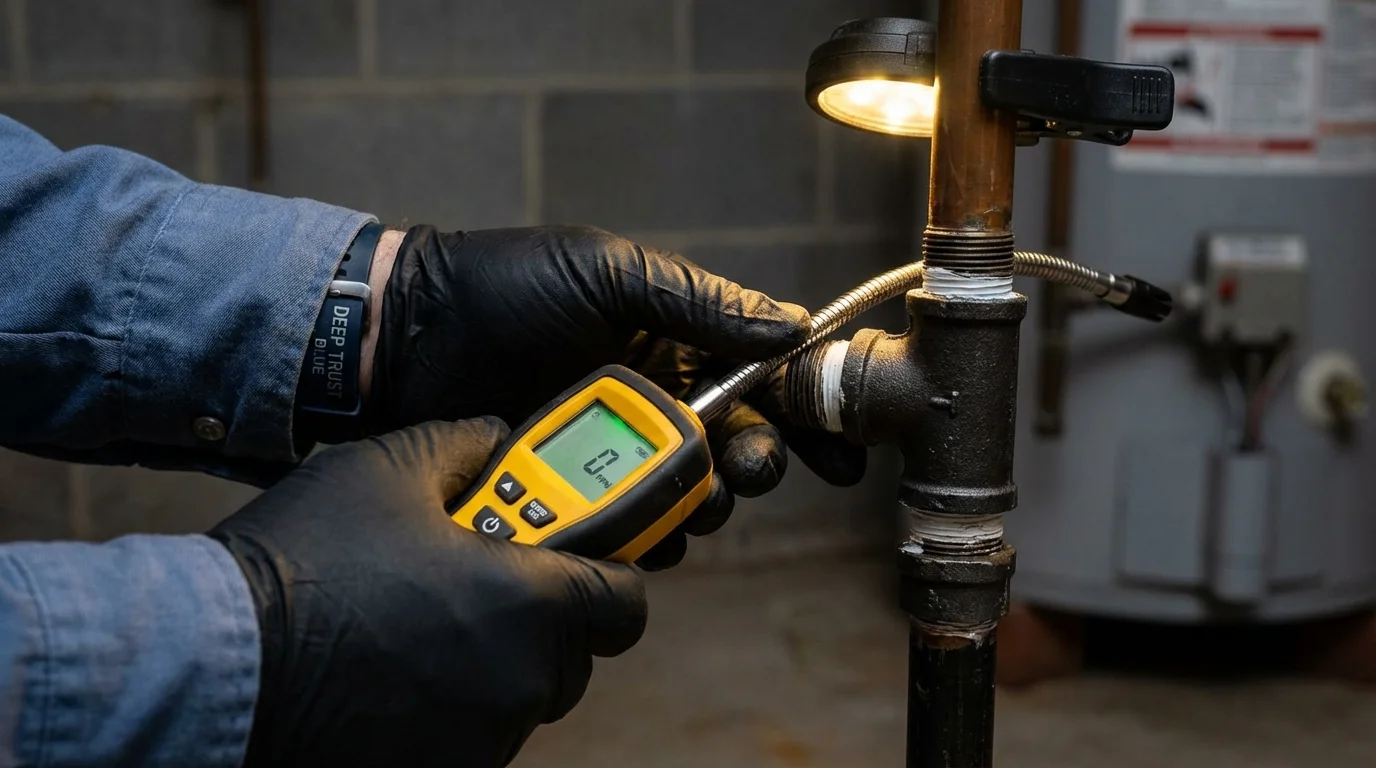 Gas leak detection with electronic sniffer by Johns Plumbing LLC in Somerdale