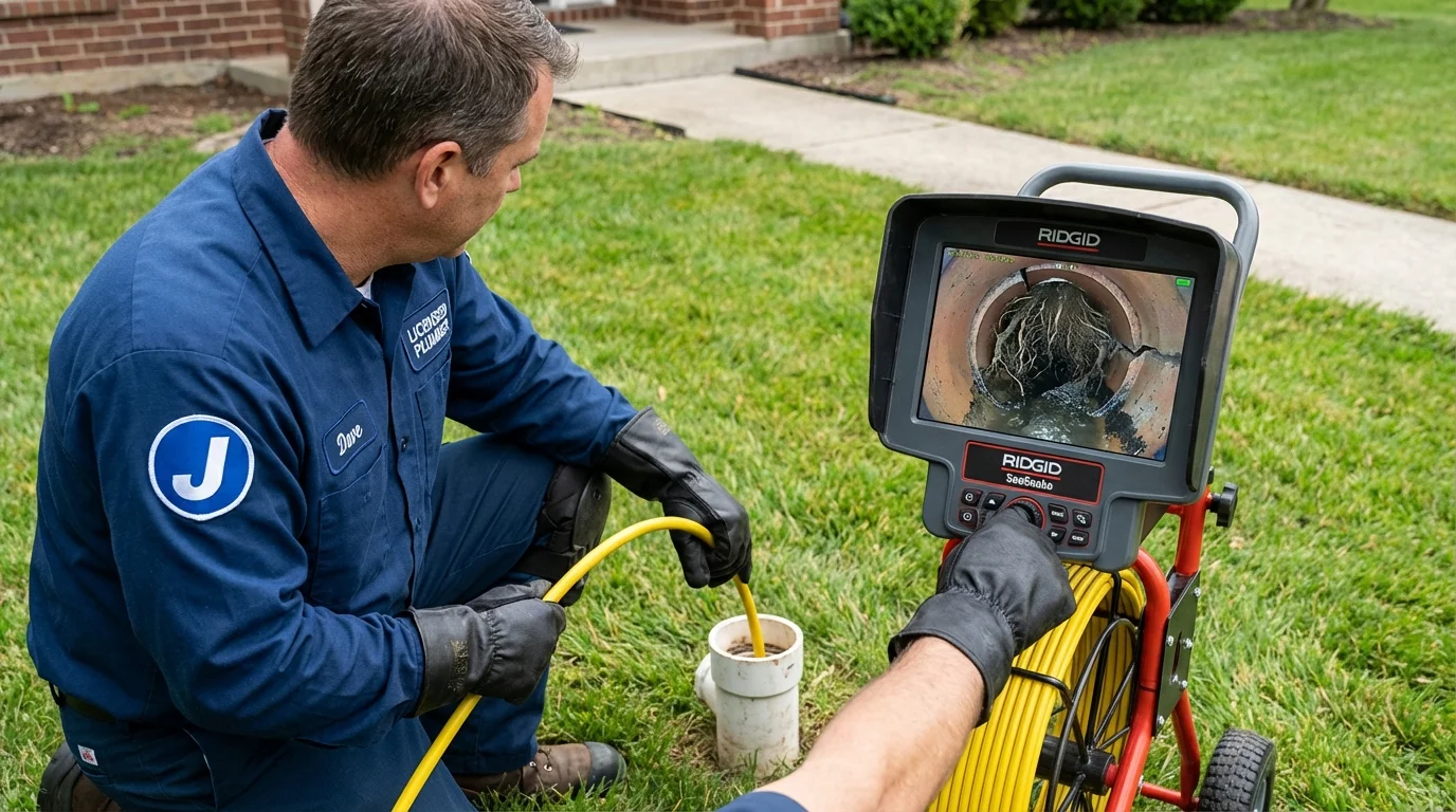 Sewer camera inspection being performed by Johns Plumbing LLC in Somerdale