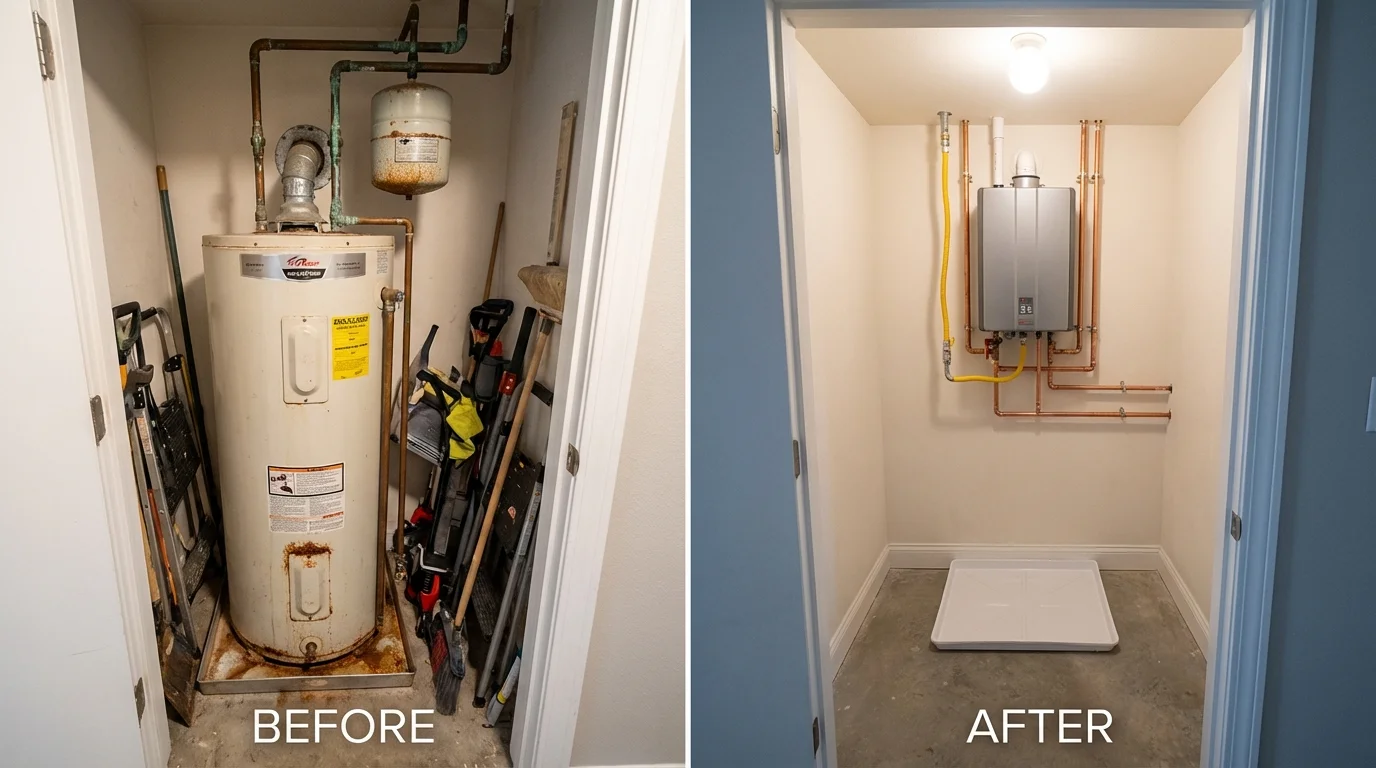 Tank water heater versus wall-mounted tankless unit comparison for Somerdale, NJ homeowners